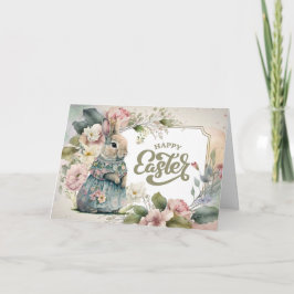 Glad påsk. Cute Old-Fashioned Bunny Helgkort