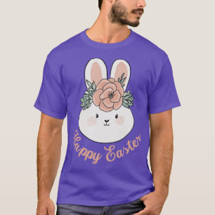 Glad påsk Cute-Påskhare med blomningskolvmotor T Shirt