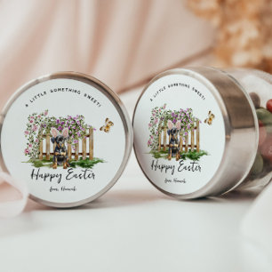 Glad påsk   Cute Puppy Bunny Personlig Runt Klistermärke