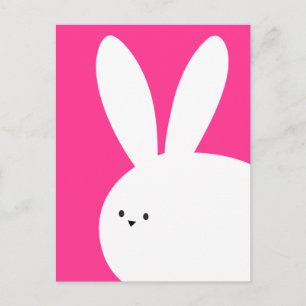 Glad påsk Cute Rosa and White Bunny Rabbit Vykort