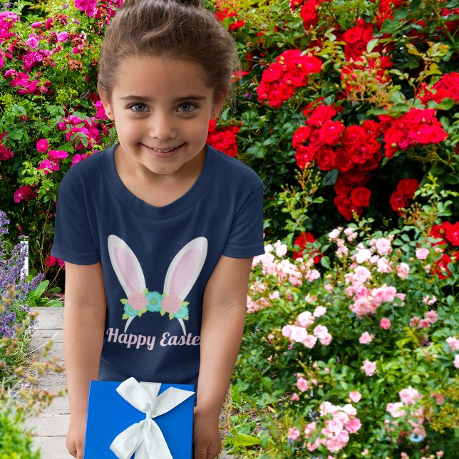 Glad påsk Cute Rosa Bunny Öron Girls T Shirt (Skapare uppladdad)