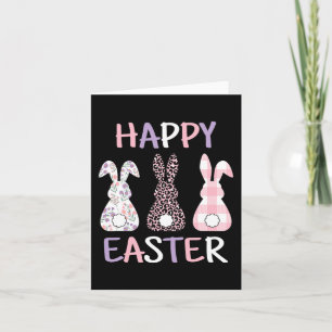 Glad påsk Cute Rosa Leopard Play Flower Bunny Kort