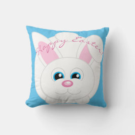 Glad påsk Cute Tecknad Bunny Blue Dekorativ kudde