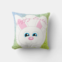 Glad påsk Cute Tecknad Bunny Blue Grönt Glitter Kudde