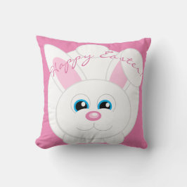 Glad påsk Cute Tecknad Bunny Rosa Dekorativ kudde