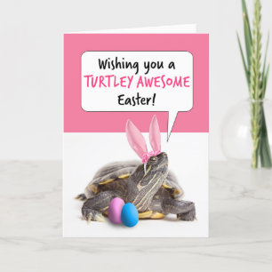 glad påsk Cute Turtle om Bunny Öron Helgkort