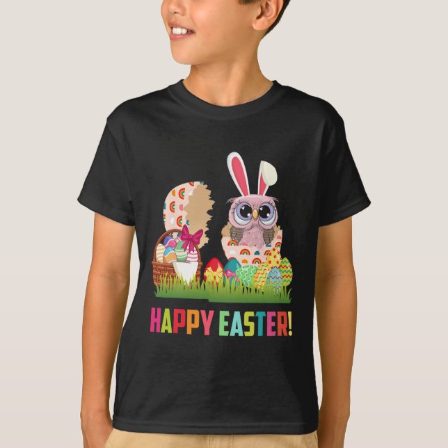 Glad påsk Cute Uggla Wearing Bunny Ear Uggla Älska T Shirt (Framsida)