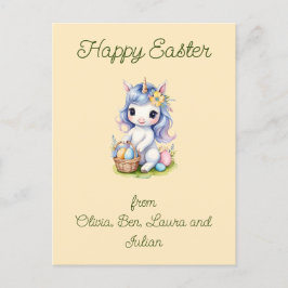 Glad påsk Cute Unicorn-vykort Vykort
