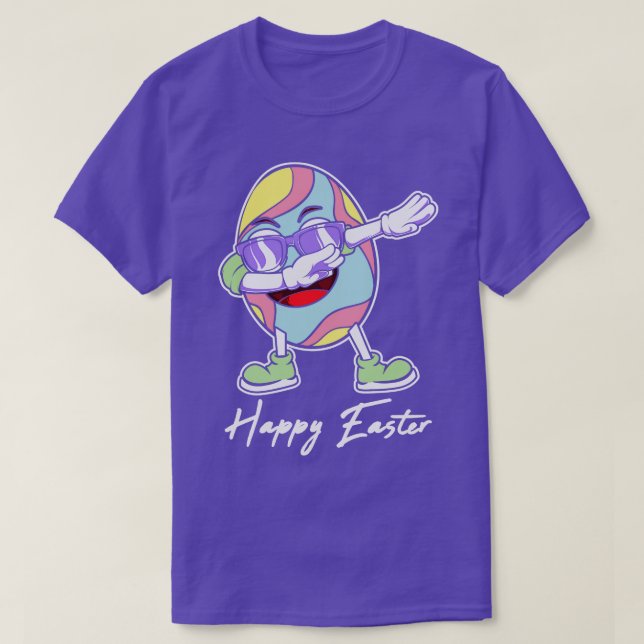 Glad påsk Dabbing Egg Roligt T Shirt (Design framsida)