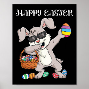 Glad påsk Dabbing Rabbit Eggs Småbarn Boys Poster