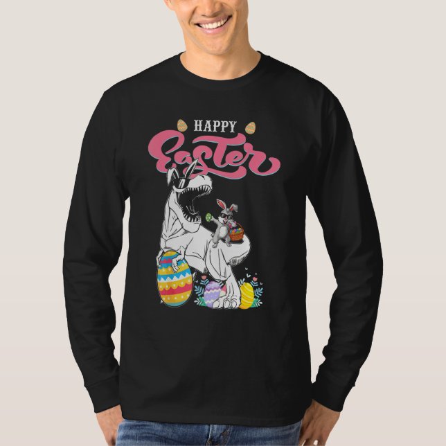 Glad påsk Dabbing Riding Dinosaur Boys G T Shirt (Framsida)
