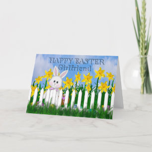GLAD PÅSK - DAFFODIL OCH BUNNY - GIRLFRIEND HELGKORT