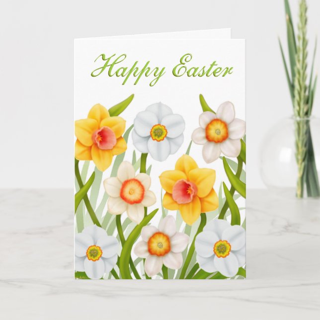 Glad påsk-Daffodils Card Helgkort (Framsida)