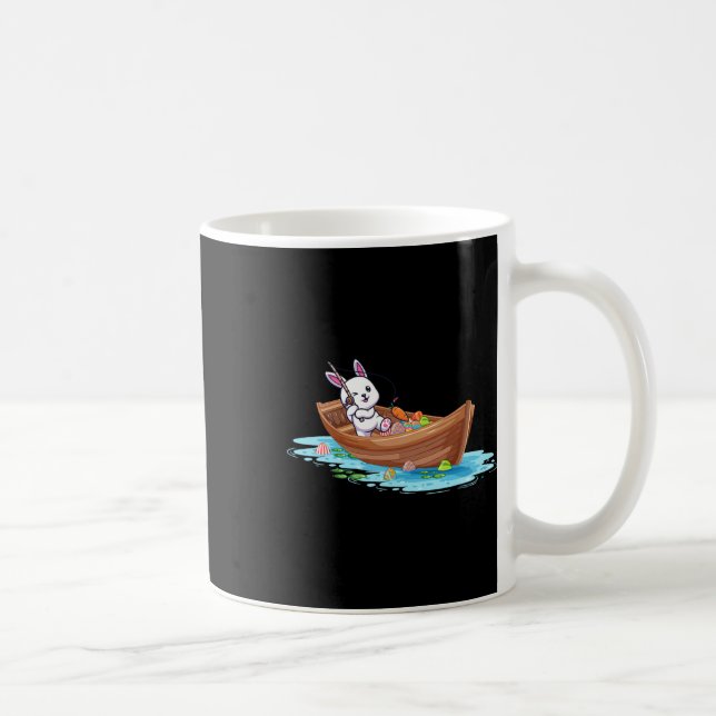 Glad påsk Dag Bunny Fisherman Kids Manar Kaffemugg (Höger)