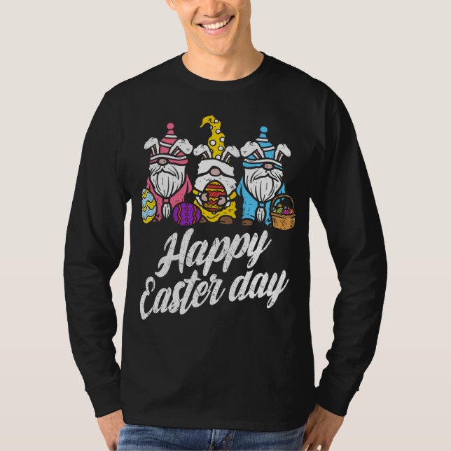 Glad påsk Dag Bunny Vår Gnomes Påskägg H T Shirt (Framsida)