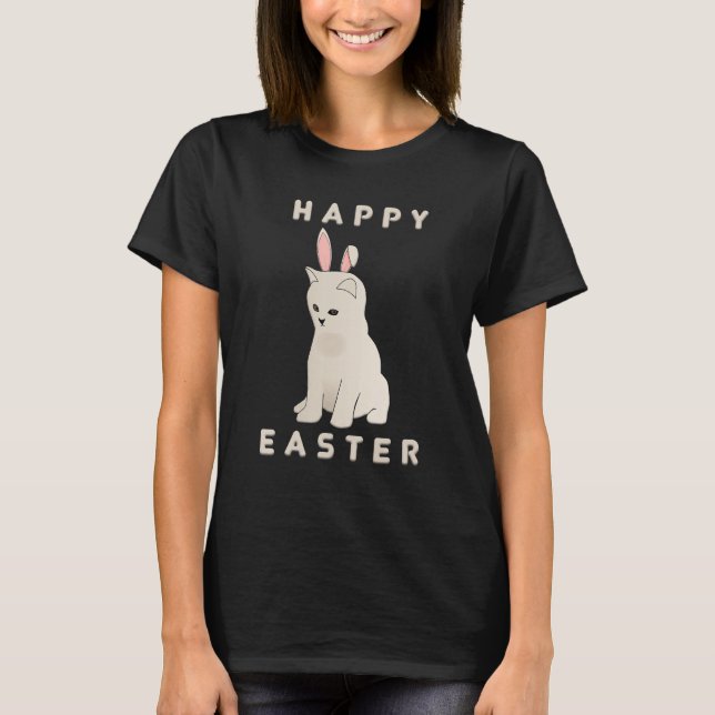 Glad påsk Dag Cute Cat Påsk-dagen T Shirt (Framsida)
