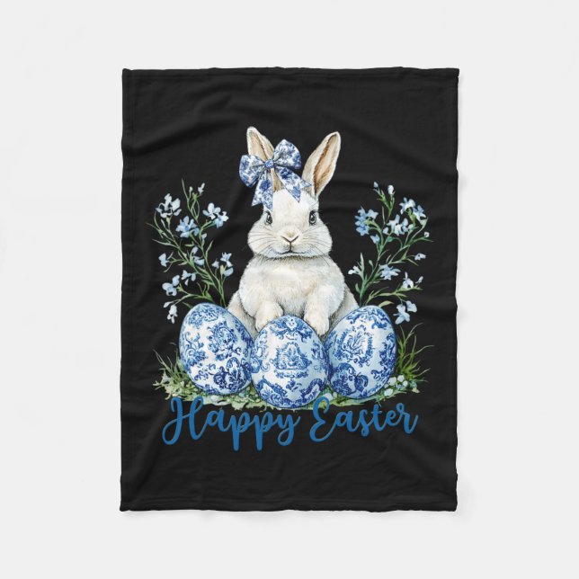 Glad påsk Dag Ki Kute Egg Bunny Celebrunderna Wome Fleecefilt (Framsidan)