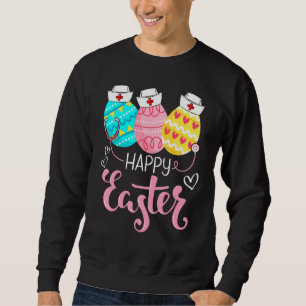 Glad påsk Dag Kursing Cute Bunny Egg Nurse Stet Lång Ärmad Tröja