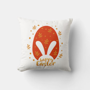 Glad påsk dag löv och ägg, söt påskhare kudde