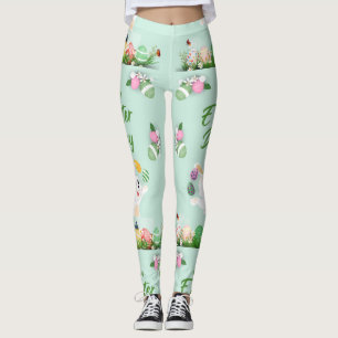 Glad påsk dag- luddig bunny och ägg Påsk Leggings