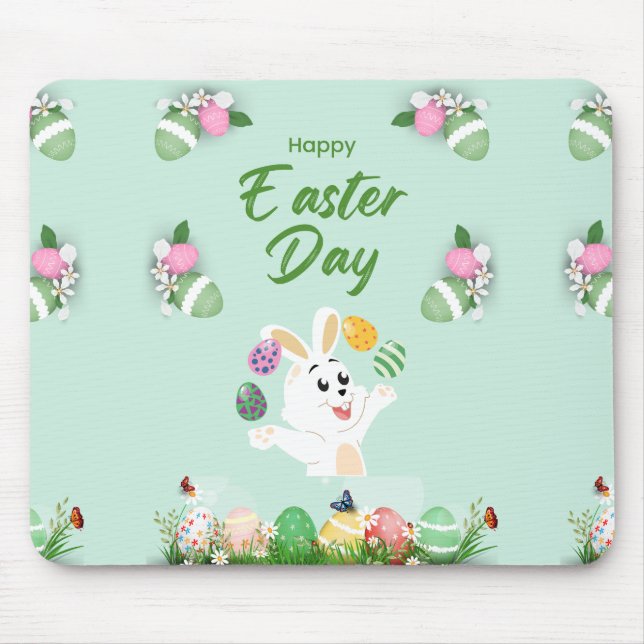 Glad påsk dag- luddig bunny och ägg Påsk Musmatta (Framsidan)