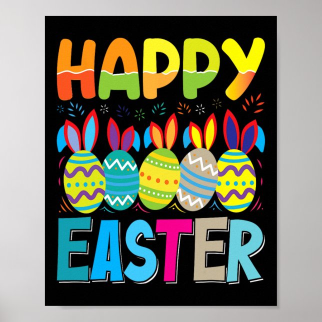 Glad påsk Dag - lustigt, färgstarkt jakt på ägg Poster (Framsidan)