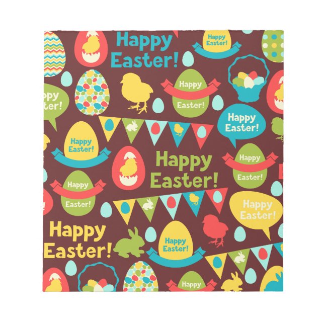Glad påsk dag-Mönster bunny och ägg-Påsk Anteckningsblock (Framsida)