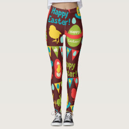 Glad påsk dag-Mönster bunny och ägg-Påsk Leggings