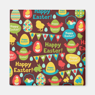 Glad påsk dag-Mönster bunny och ägg-Påsk Magnet