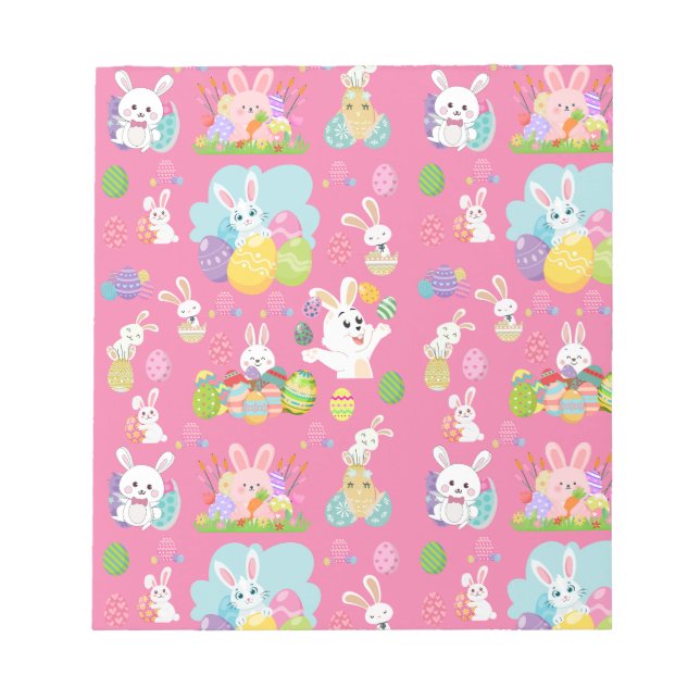 Glad påsk dag-Mönster-flotta Bunny och ägg Anteckningsblock (Framsida)