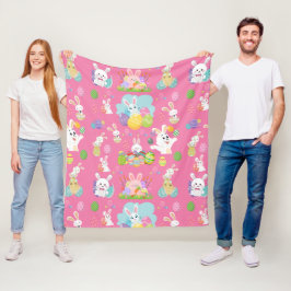 Glad påsk dag-Mönster-flotta Bunny och ägg Fleecefilt