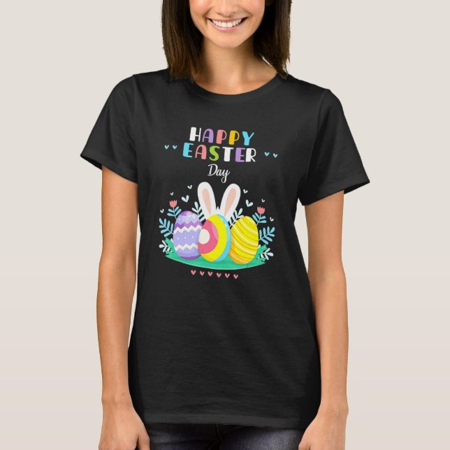 Glad påsk Dag Pastel Vår Eggs Hunting Bunny T Shirt (Framsida)