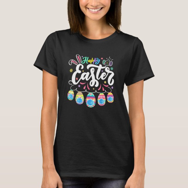 Glad påsk Dag Pastel Vår Eggs Hunting Bunny T Shirt (Framsida)