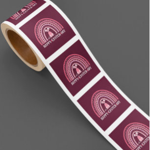 Glad påsk Dag Regbow söt Bunny Design Fyrkantigt Klistermärke