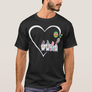 Glad påsk Dagen 2022 Trio Bunny Gnome Heart Hug E T Shirt