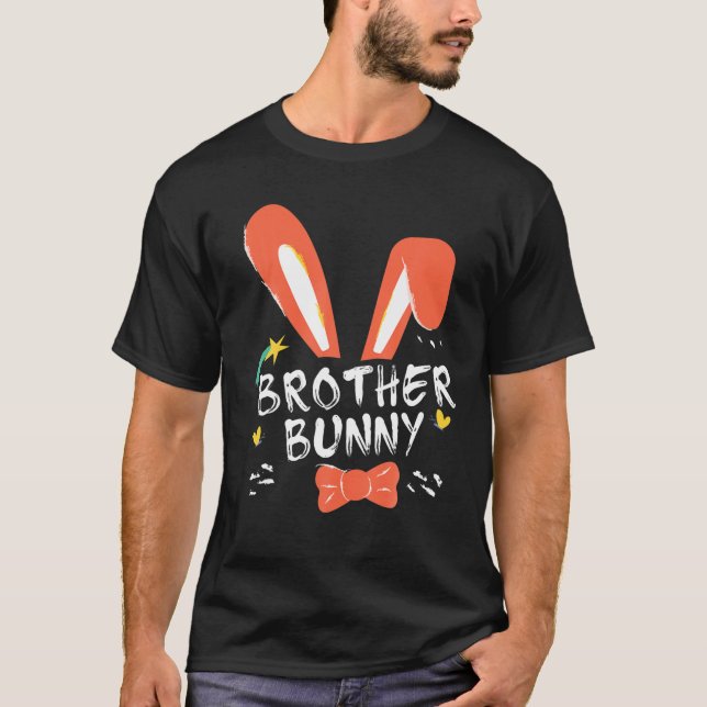 Glad påsk-dagen Brother Bunny Öron Costume Familj T Shirt (Framsida)