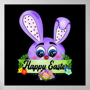 Glad påsk-dagen, Cute Bunny Öron Kawaii Poster