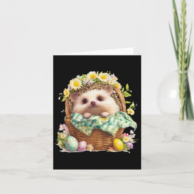 Glad påsk-dagen - Hedgehog Sitta Inside A-ugnen Kort (Framsida)