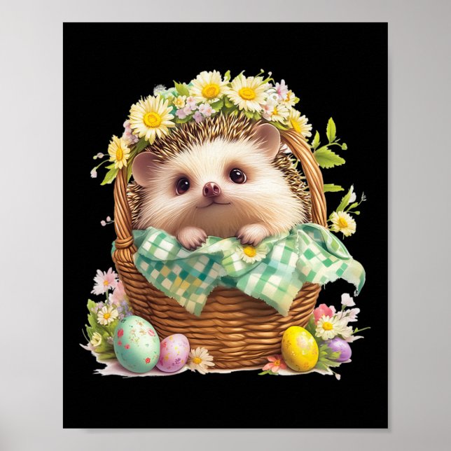 Glad påsk-dagen - Hedgehog Sitta Inside A-ugnen Poster (Framsidan)