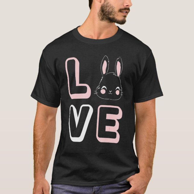 Glad påsk-dagen Kärlek Bunny Ansikte Påsk T Shirt (Framsida)