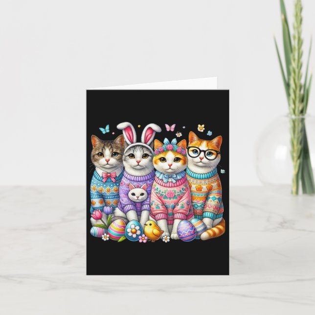Glad påsk-dagen Kat Eggs - en fin matchning av Man Kort (Framsida)