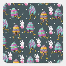 Glad påsk-dagen - Ljuny Bunny Önskemål Mönster Fyrkantigt Klistermärke