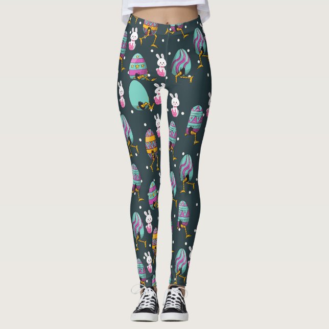 Glad påsk-dagen - Ljuny Bunny Önskemål Mönster Leggings (Framsida)