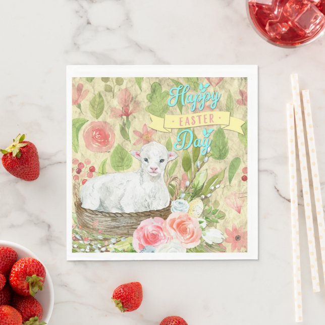 Glad påsk-dagen med lamm pappersservett (Insitu)