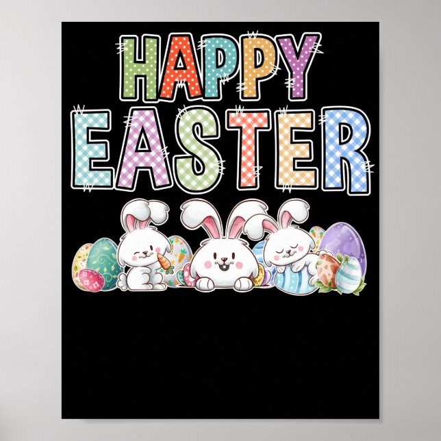 Glad påsk DAGS Cute Bunny med ägg Påsk Poster (Framsidan)