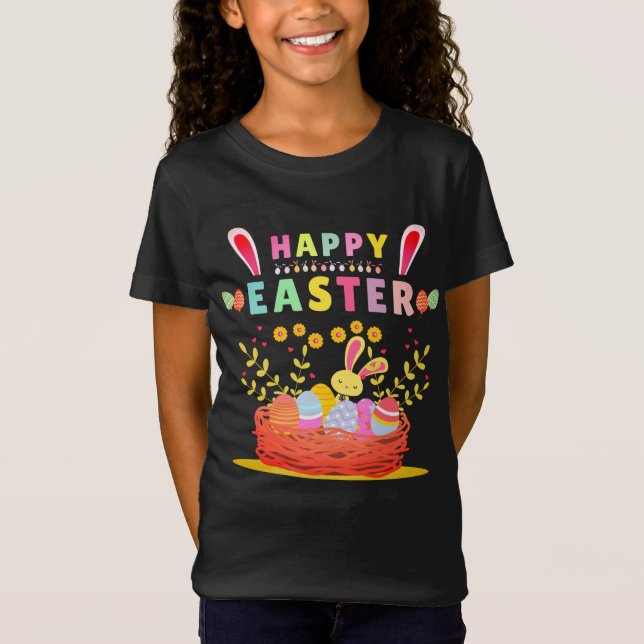 Glad påsk-dagslubb med ägg - Påsk T Shirt (Framsida)