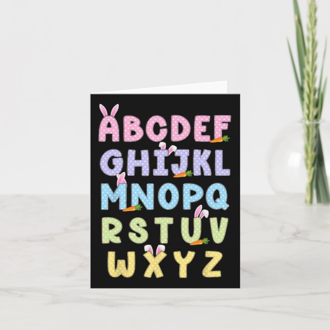 Glad påsk Day Alphabet Abcs Elemeno för lärare Kort (Framsida)