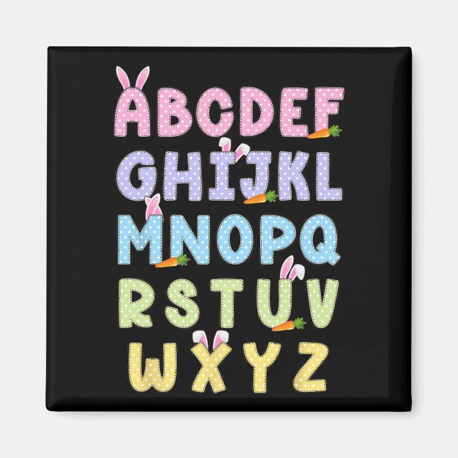 Glad påsk Day Alphabet Abcs Elemeno för lärare Magnet (Framsidan)