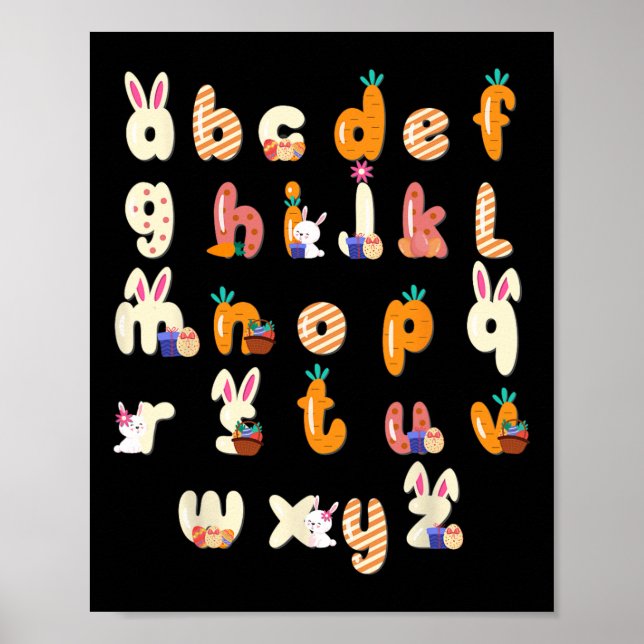 Glad påsk Day Alphabet Abcs Elemeno för lärare Poster (Framsidan)