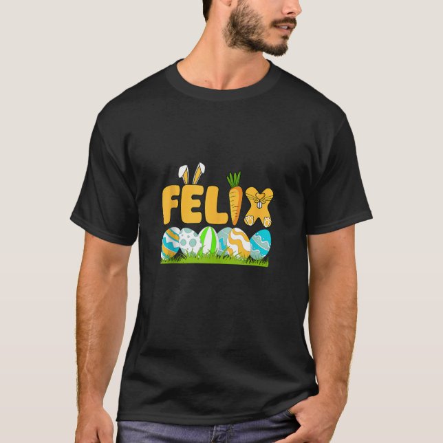 Glad påsk Day Boys Manar Personlig Namn Felix T Shirt (Framsida)